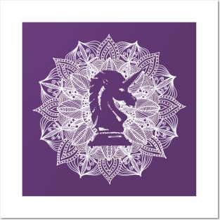 Mandala Circle Chess Knight Unicorn Posters and Art